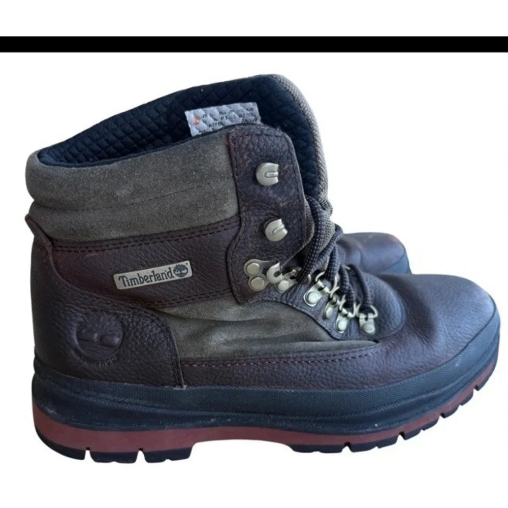 Timberland Mens 10 Leather Hiking Boots Brown Trail Outdoor Lace Up Work Boot